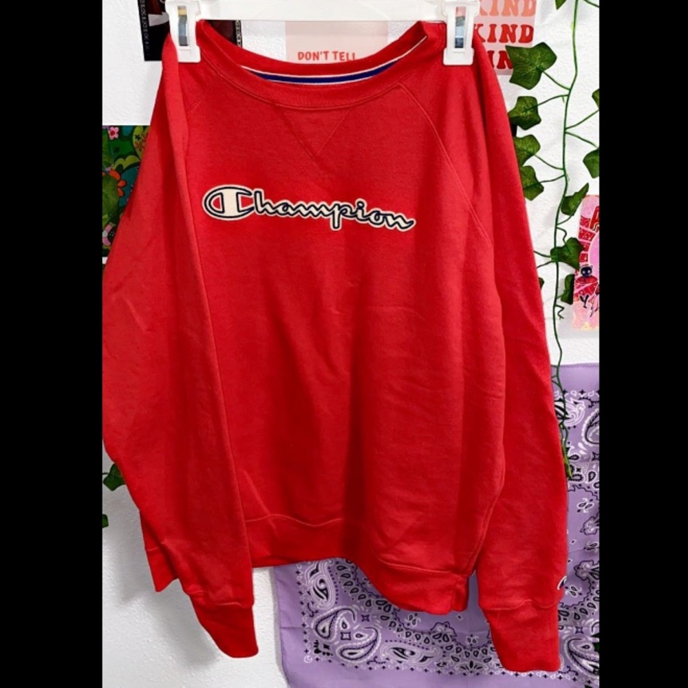 Red champion sweatshirt